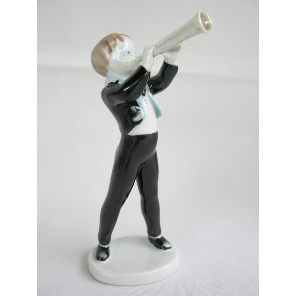 Zenész kisfiú porcelán figura