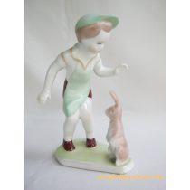 Kisfiú nyuszival porcelán figura