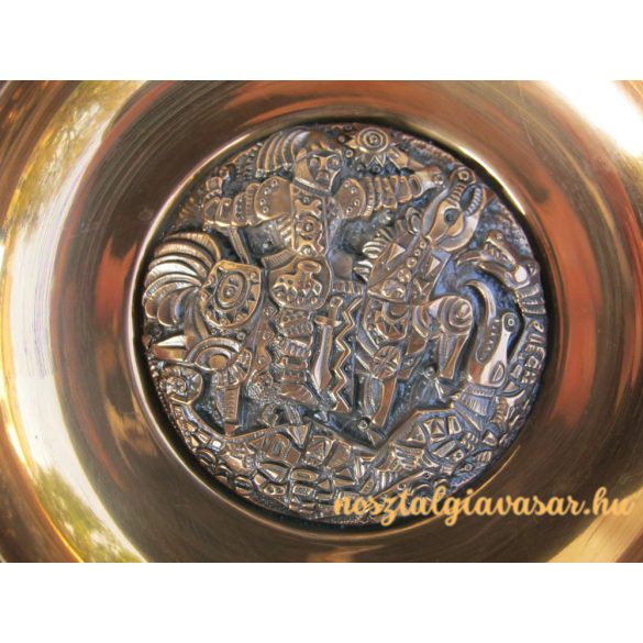 Réz fali tál Sárkányölő Szent György ábrázolással