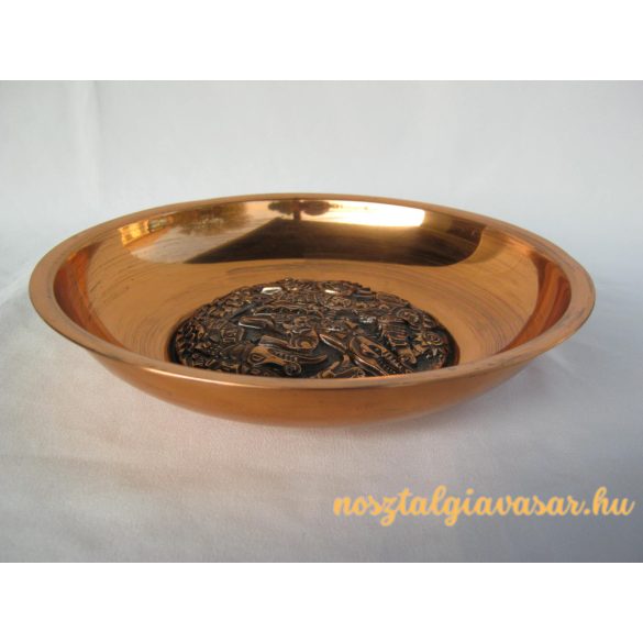 Réz fali tál Sárkányölő Szent György ábrázolással