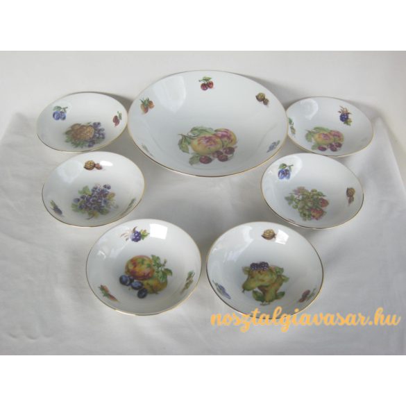 Gyümölcs mintás porcelán kompótos készlet