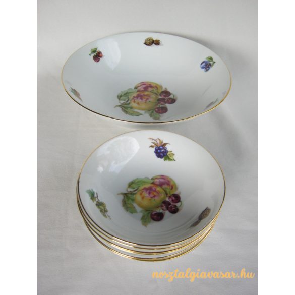 Gyümölcs mintás porcelán kompótos készlet