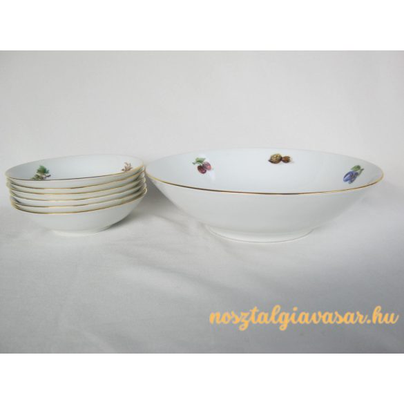 Gyümölcs mintás porcelán kompótos készlet