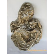 Anya gyermekével fém fali dísz