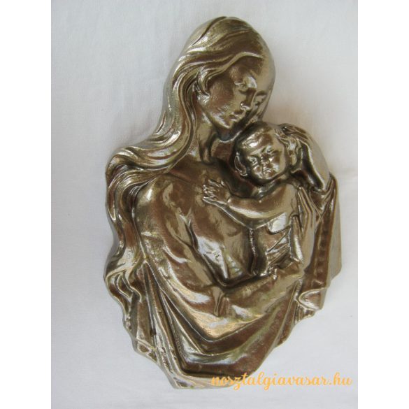 Anya gyermekével fém fali dísz