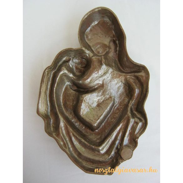 Anya gyermekével fém fali dísz