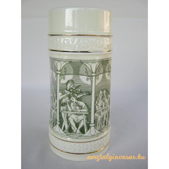 Hollóházi porcelán sörös korsó
