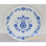 Kék virágos porcelán fali tál